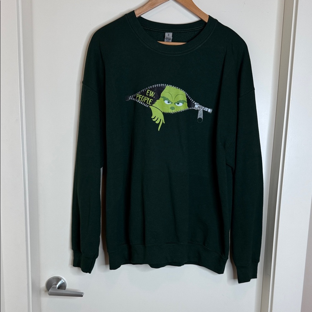 Gildan Dark Green Grinch Graphic Sweatshirt